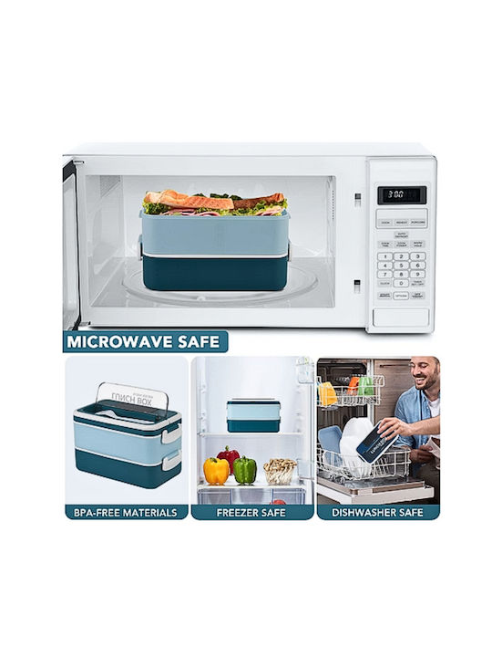 Uncle George Microwave Plastic Lunch Box Blue 1600ml