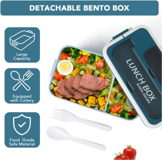 Uncle George Cutie pentru Mâncare Plastic Albastru Potrivit pentru Cuptor cu Microunde 1600ml 1buc