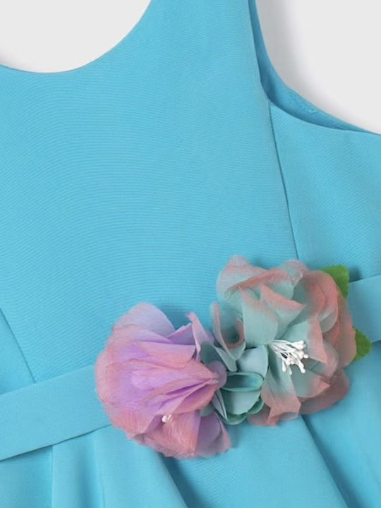 Mädchenkleid Blumen Türkis