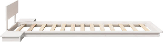 Ein Einzelbett Aus Holz Weiß mit Lattenrost für Matratze 90x190cm