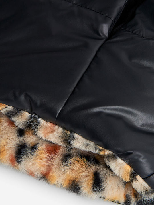 Kinder Freizeitjacke Beidseitig mit Kapuze Black, Leopard