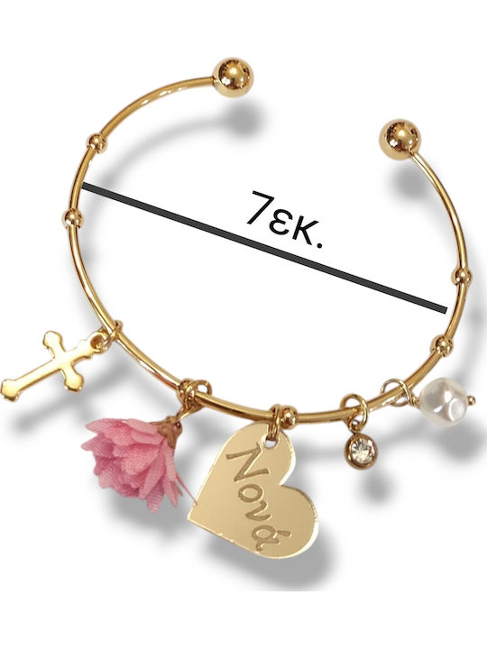The Art of Beading Women's Steel Handcuff Bracelet Gold Plated with Pearls 7cm MartarikiA94b