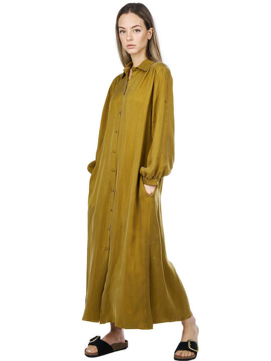 Maxi Hemdkleid Kleid Braun