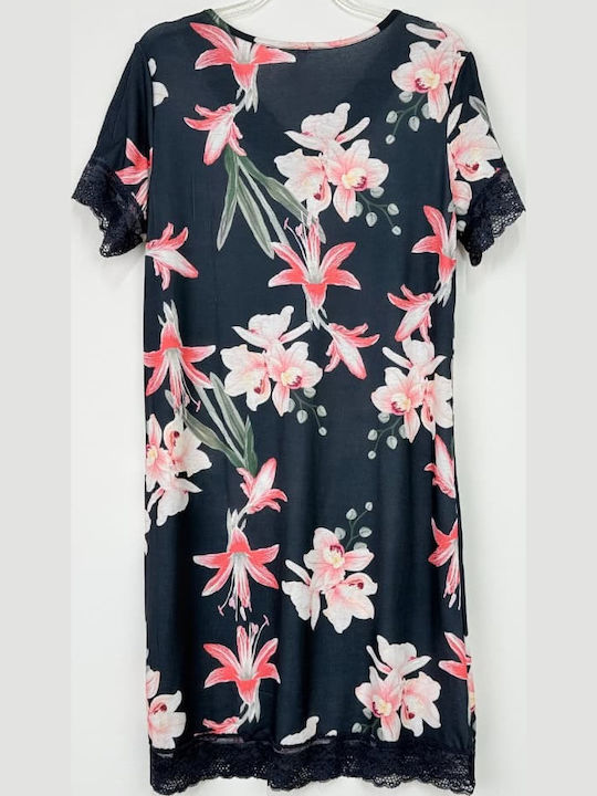 Fuanna Summer Women's Nightdress Navy Blue