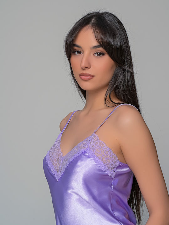 Milena by Paris Καλοκαιρινό Σατέν Babydoll Λιλά