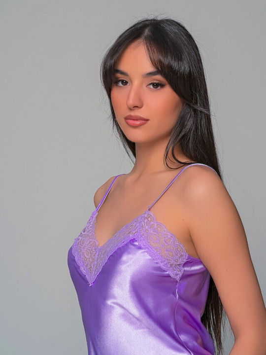 Milena by Paris Καλοκαιρινή Γυναικεία Σατέν Ρόμπα Μαύρο