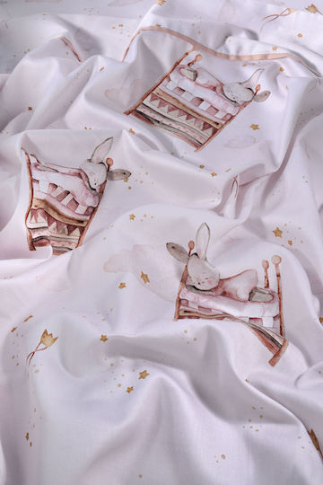 Down Town Home Baby Sheets Set Crib Cotton Satin White 125x175cm 3pcs