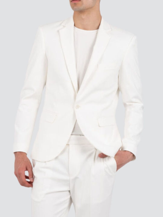 Ανδρικό Σακάκι με Κανονική Εφαρμογή White