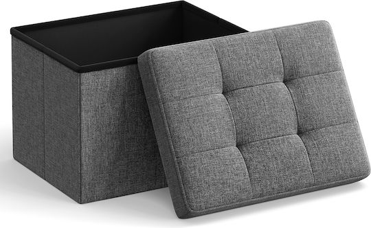 Stool For Living Room Collapsible With Storage Space Wooden Gray 41x31x31cm