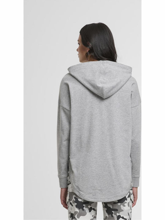Lang Damen Sweatshirt Kapuzen Grey