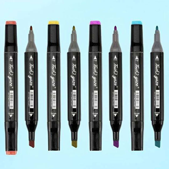 Set 80 Professional Drawing Markers Dual Tip Basic & Pastel Colours Carry Bag