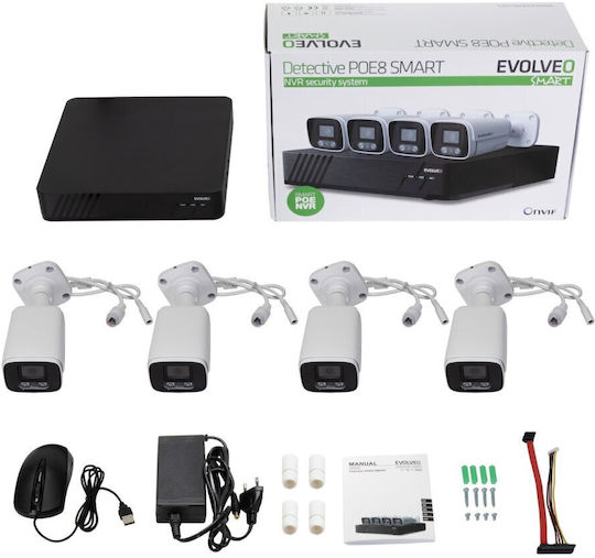 Evolveo Surveillance System 4 Cameras Cameras IP 1080p with Recorder NVR ALZ39537.8595683202824