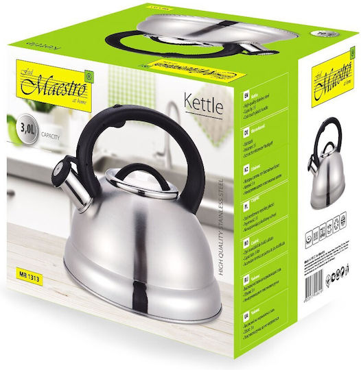 Maestro Wasserkocher Edelstahl Silver With Black Handle 3000ml