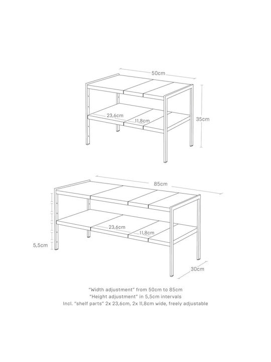 Yamazaki Επιτραπέζια Βάση Μεταλλική 85x30x35εκ. Λευκή