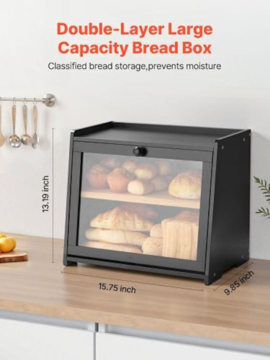 Vevor Bread Box made of Bamboo Black