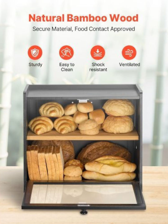 Vevor Bread Box made of Bamboo Black