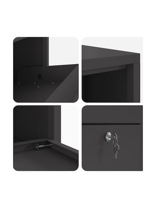 vidaXL Außenbereich Briefkasten Metallisch in Schwarz Farbe 44x22x82cm