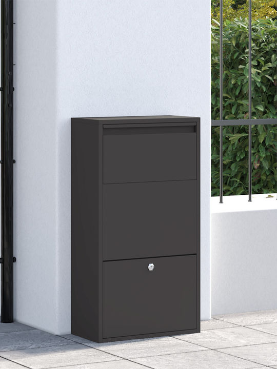 vidaXL Außenbereich Briefkasten Metallisch in Schwarz Farbe 44x22x82cm