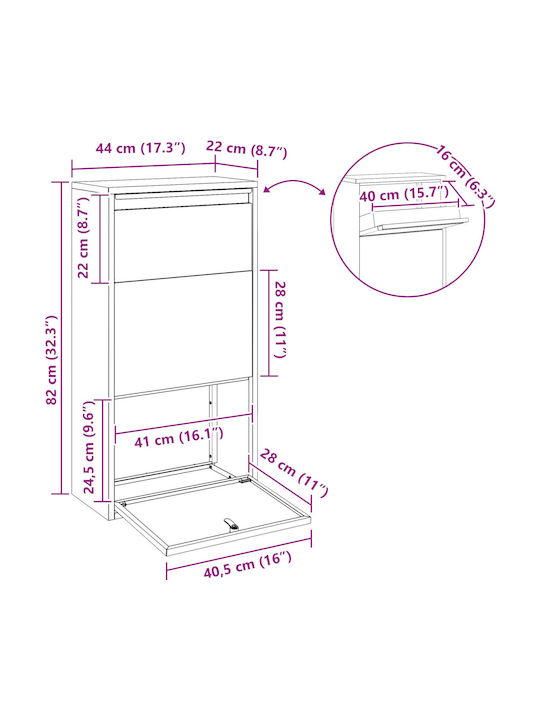vidaXL Außenbereich Briefkasten Metallisch in Silber Farbe 44x22x82cm