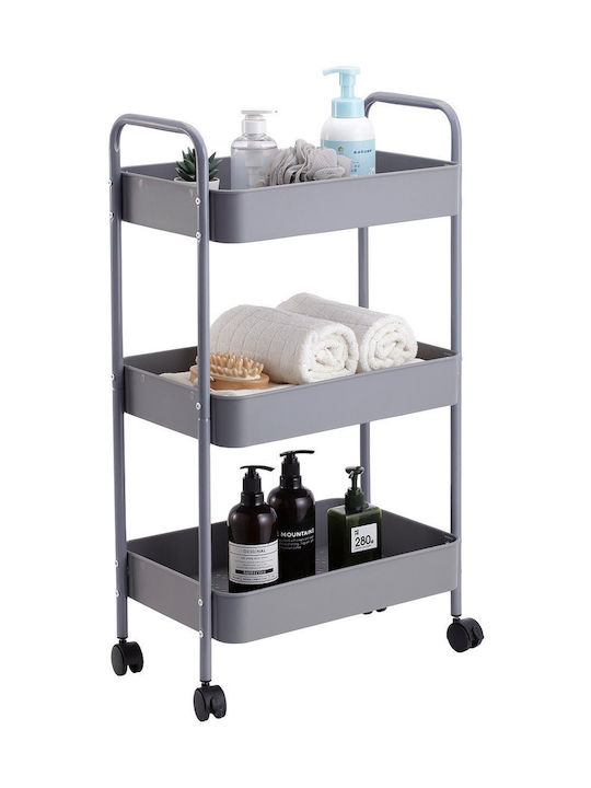 Sidirela Metal Kitchen Trolley 3 Tiers Gray 44.5x29x77.5cm