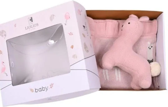 Liolios Home Pătură Pepinieră Swaddling pături 100% bumbac Roz 80x100cm 2buc