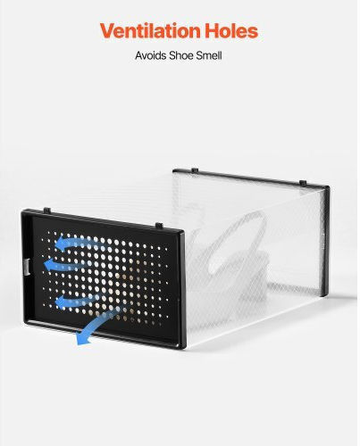 Vevor Plastic Storage Case for Shoes in Black Color 33.4x23x14.5cm 12pcs
