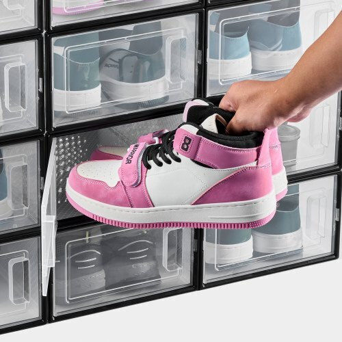 Vevor Plastic Storage Case for Shoes in Black Color 33.4x23x14.5cm 12pcs