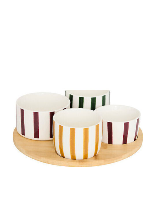 Secret de Gourmet Ceramic Dessert Tower Stand 4 Slots Beige Ø25xY7.5cm 4 Pieces