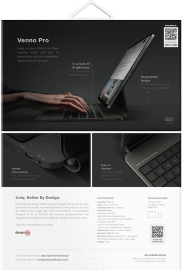 Uniq Flip Cover με Πληκτρολόγιο Μαύρη (iPad Pro 11" M4 (2024))