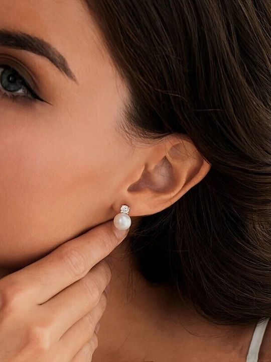 By Queen Cercei Argintii Studs Cu Mărgele Zircon