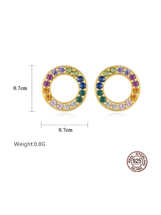 By Queen Argint Cercei Studs Cerc Rotund Multicolor Zircon