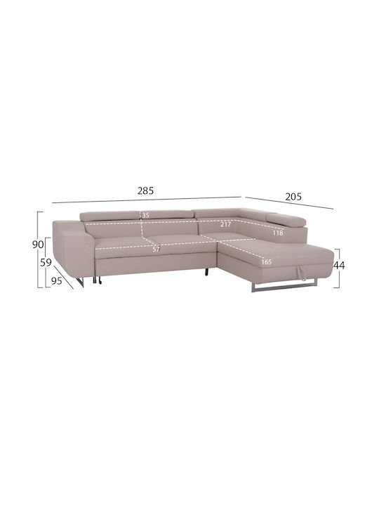 Encore Ecke Sofa Sofa mit Rechte Ecke & Stauraum Beige 285x205x90cm