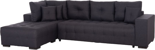 Trendston Colțar Canapea Pat cu Colțul stâng & Spațiu de Depozitare Gri 298x177x95cm.