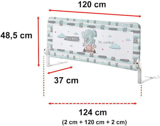 Guimo Pliabil Bară de protecție pentru pat în Culoare Albastru 120x48cm 1buc