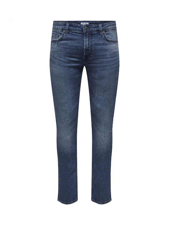 Men's Jeans Pants Elastic with Regular Straight Fit Blue, Dark Blue Denim