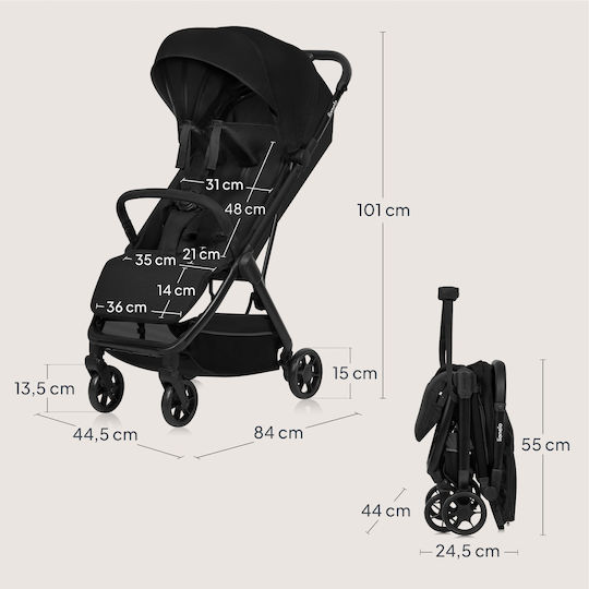 Lionelo Julie Air Baby Stroller Suitable from 6+ Months Black Onyx