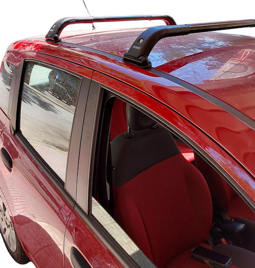 Hermes Roof Bars Set with Roof Rack Legs Metallic Black Fiat Panda 2012-2020 Without Parallel Bars 2 Pieces