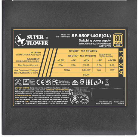 Super Flower Leadex III 850W Μαύρο Τροφοδοτικό Υπολογιστή Full Modular 80 Plus Gold