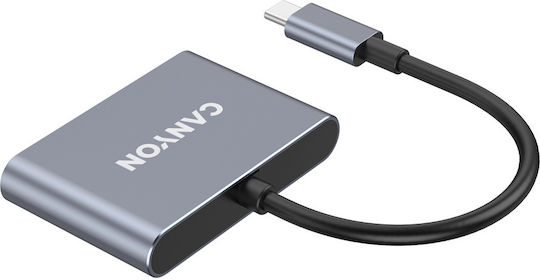 Canyon Hub 3 Θυρών USB 3.2 με σύνδεση USB-C Γκρι