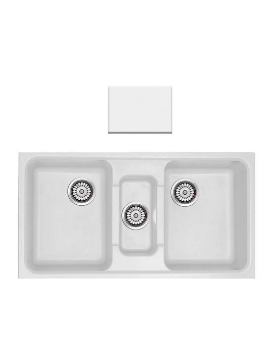 Sanitec Classic Drop-In Chiuvetă din Granit Sintetic L100xW50cm gheață metalică