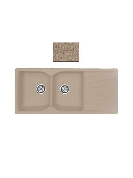 Sanitec Classic 332 Inset Sink Synthetic Granite W115xD50cm Granite Beige
