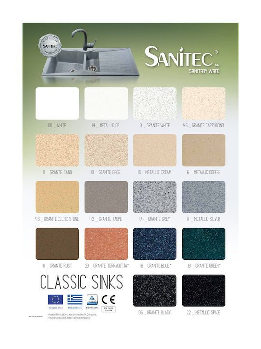 Sanitec Classic 332 Inset Sink Synthetic Granite W115xD50cm Granite Beige