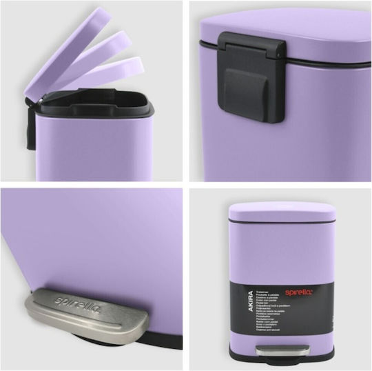 Dimitracas Akira Metallic Bathroom Basket Soft Close 5lt Purple