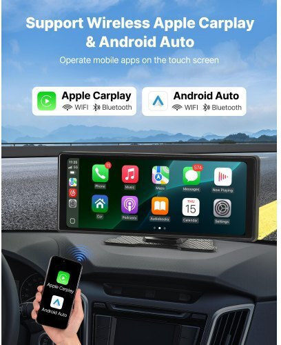 Stereofon Auto Vevor Radio Carplay Ecran Tactil 10 Apple Android Auto Bluetooth