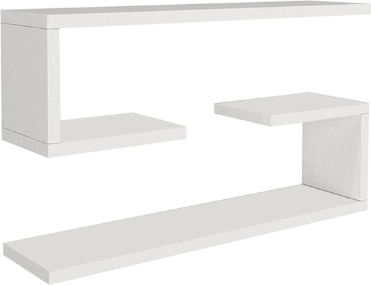 Jenika White Wall Shelves (2 Pieces) 60x14.5x18cm