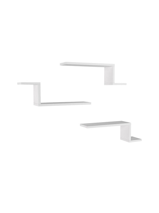 Lowa White Wall Shelves (3 Pieces) 57.7x14.5x18cm
