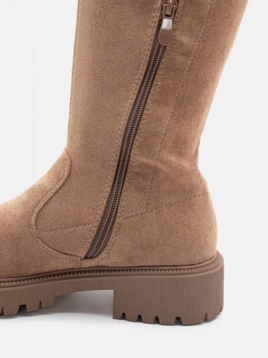 Damenstiefel Über dem Knie Beige