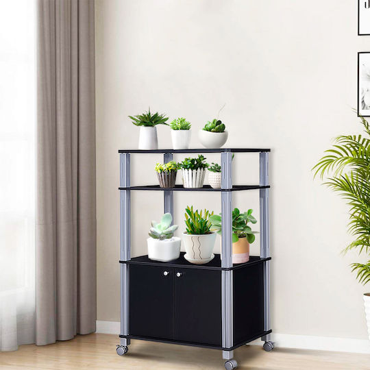 Costway Metallic Kitchen Trolley 3 Tiers Black 60x40x98cm