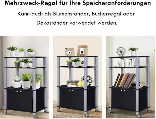 Costway Metallic Kitchen Trolley 3 Tiers Black 60x40x98cm