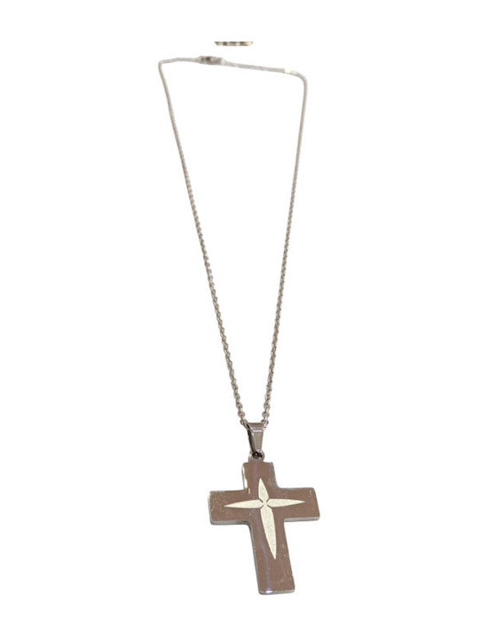 Kalliopi Silver Cruci Masculin din Oțel cu Lanț